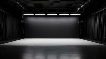 Blank white studio. White background studio. Generative AI.の素材