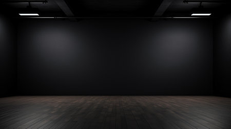 Blank black studio. black background studio. Generative AI.の素材