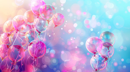 3d of balloon with copyspace on blur background. Generative AI.の素材