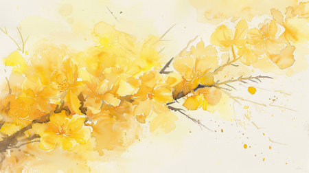 Abstract yellow watercolor background.Hand painted watercolor.の素材