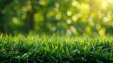 Green lawn and trees background with copyspace. Nature background concept. Generative AIの素材
