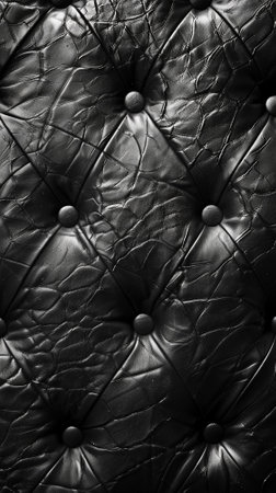 Black leather texture background with copyspace for design. Generative AI.の素材
