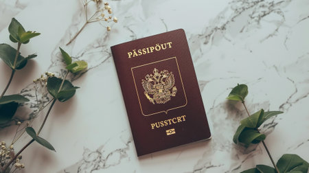 Passport on white background. Travel concept.の素材