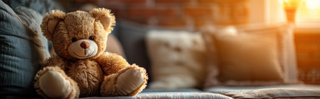 Closeup teddy bear with blur backgroundの素材