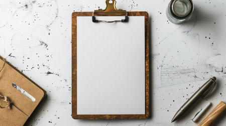 Clipboard with Paper Black on white background.top view. Generative AIの素材