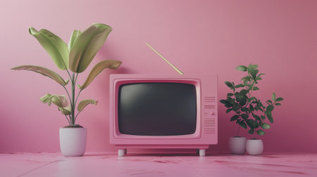 3d cute tv on pastel background.の素材
