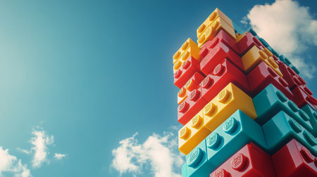 Lego background with copy space. Generative AIの素材