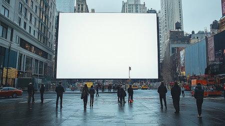 Big blank white screen for your design at the city.の素材