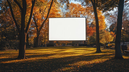 Big blank white screen for your design at the parkの素材