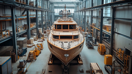 Boat factory. Boat assembly. Ship assembly factory.の素材