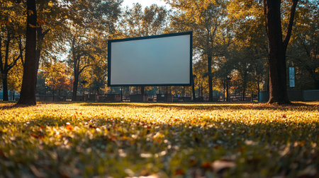 Big blank white screen for your design at the parkの素材