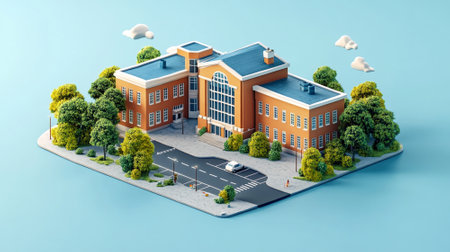 3d render of school isometric style.の素材