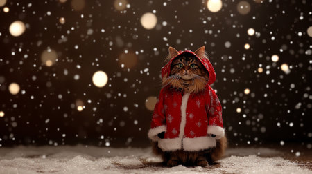 Cat wearing christmas costume in copyspace background. christmas concept. Lovely pet concept.の素材