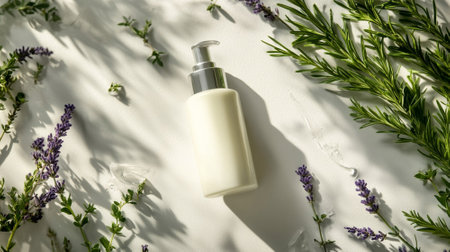 mockup cream bottle on white backgroundの素材