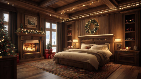 Bed room decorate christmas. Christmas concept.の素材
