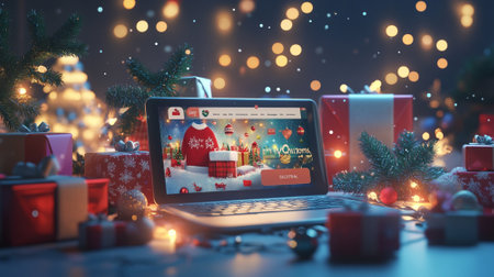 3d of Shopping online. christmas concept.の素材