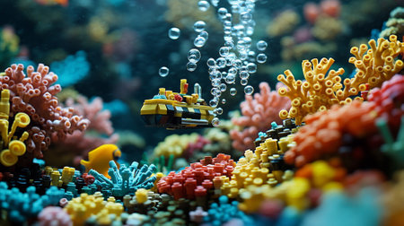 Lego background with copy space. Generative AIの素材