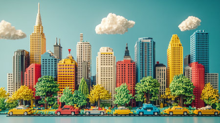 Lego background with copy space. Generative AIの素材