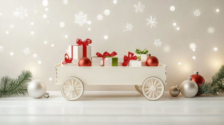3D Cart decorate christmas. Christmas concept.の素材