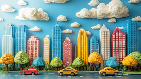 Lego background with copy space. Generative AIの素材