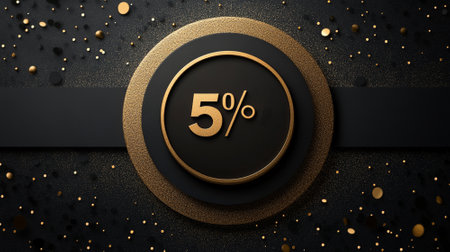 Minimalist Black Friday background with sleek black and gold elements, elegant typography, and spotlight on 50% off signsの素材