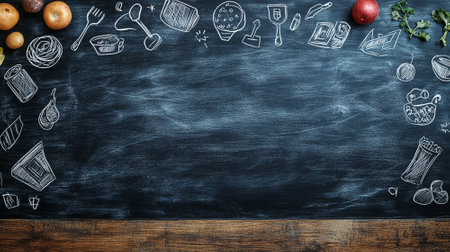 Classic Black Friday sale background with chalkboard textures, hand-drawn sale icons, and white bold textの素材