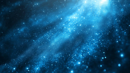 Blue beams on dark background with copy space.の素材