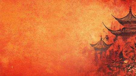 Illustration of Chinese background with copy space.の素材