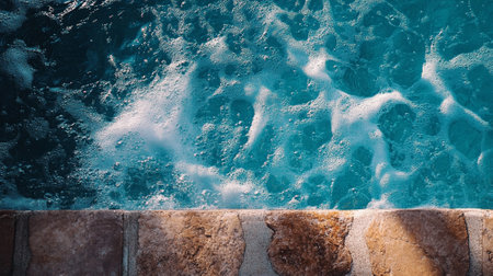 Water Waves on swimming pool surface background with copyspace.の素材