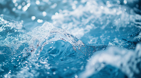 Water Waves on swimming pool surface background with copyspace.の素材