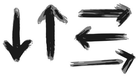 Set of doodle black arrow on transparent background. vector.のイラスト素材