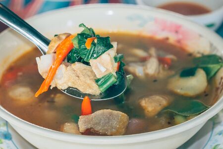 thai spicy pork soupの写真素材