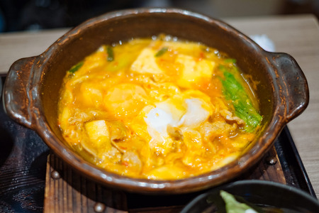 kimchi soup hot panの写真素材