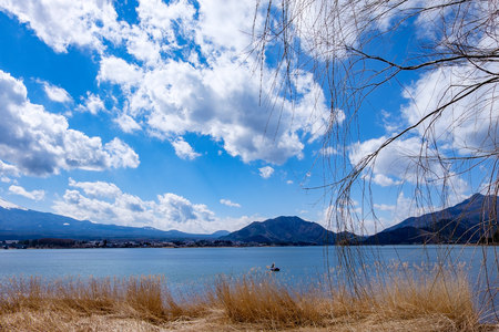 clear blue sky lakeの写真素材