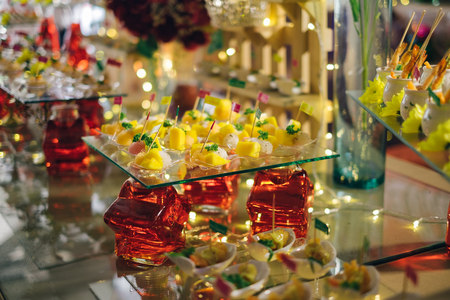 Dessert cocktail on the glass tableの写真素材