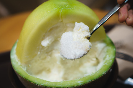 Ice melon bingsu, korean ice-cream.の写真素材