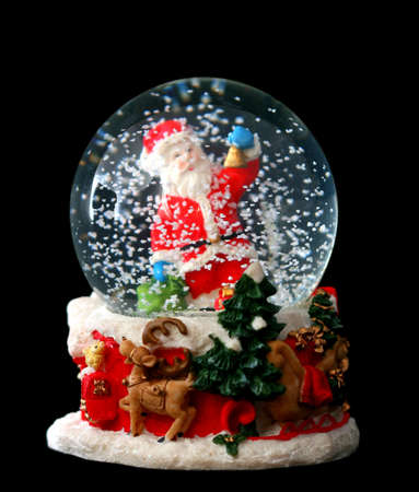 Christmas glass ball with santa claus and specific decorationsの写真素材