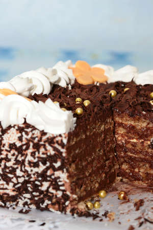 Close-up of a cake with roses ornaments on it
