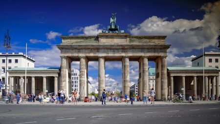 BERLIN, GERMANY - circa 2016: Tourists in front of the Brandenburg Gate.のeditorial素材