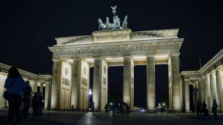 BERLIN, GERMANY - circa 2016: Tourists in front of the Brandenburg Gate.のeditorial素材