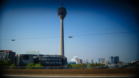 DUESSELDORF, GERMANY - circa 2016: The new Medienafen is a redevelopment area in the former docklands and harbour with buildings designed by Steven Holl, David Chipperfield and Frank O Gehryのeditorial素材