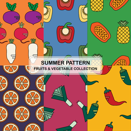Fruits and Vegetable patternのイラスト素材