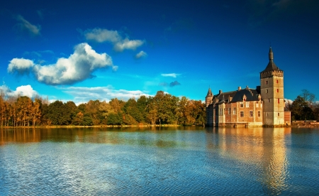 Nice medieval castle in Belgium の写真素材