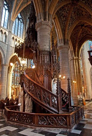Interior of a nice medieval cathedral のeditorial素材