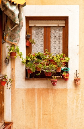 Nice houses in the old town of the city in Spainの写真素材
