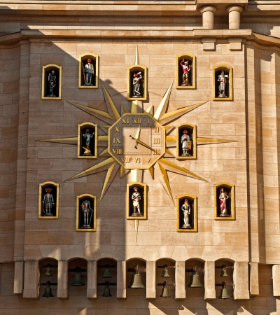 Jacquemart clock with moving figures and bells in Brussels, Belgiumの写真素材
