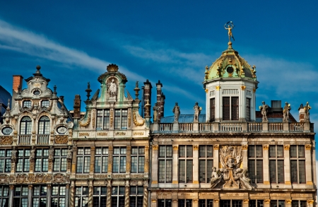 Brussels grand place building with gold ornate のeditorial素材