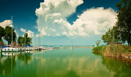 Lake Balaton in summerの写真素材