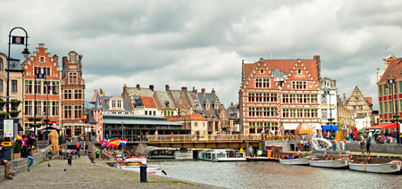 Nice houses in the old town of Ghent, Belgiumのeditorial素材