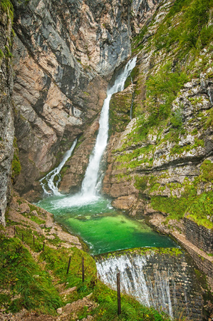 Nice waterfall in Sloveniaの写真素材